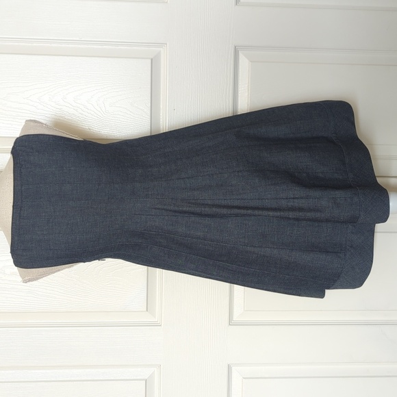 Theory Denim Darted Pleated Sleeveless Dress - Picture 5 of 8